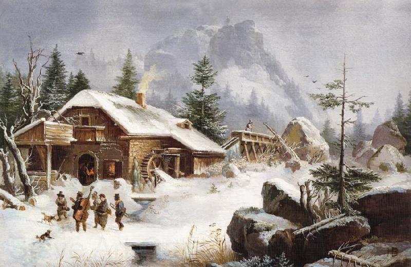 Heinrich Burkel A Village Gathering Germany oil painting art